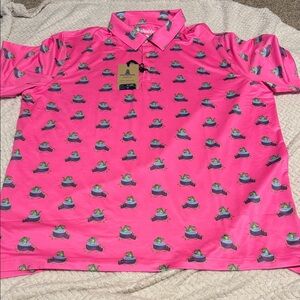 Chubbies Vibrant Pink Frog hot tub XXl  Pattern Polo nwt